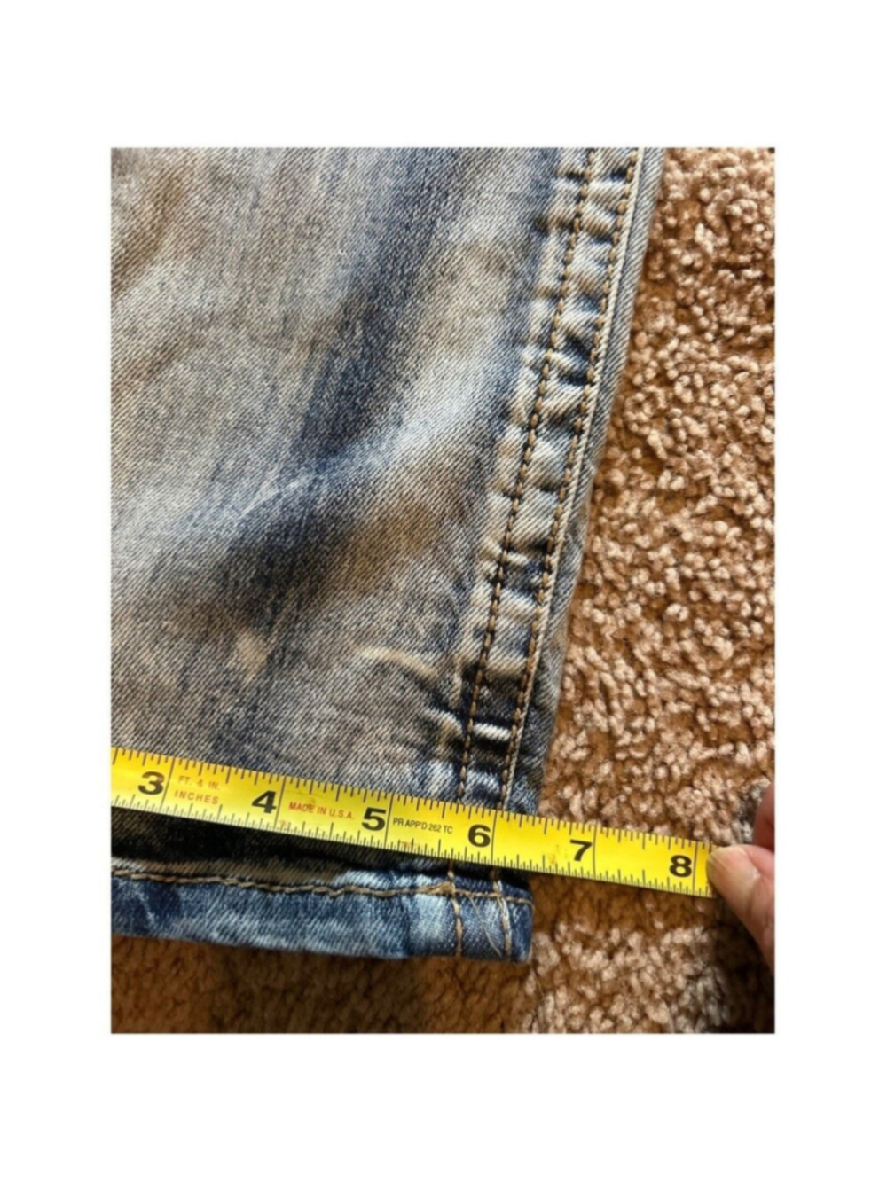 True Indigo Mens Slim Fit Light Acid Wash Embroidered Jeans 30x32 F-119 - Picture 10 of 14